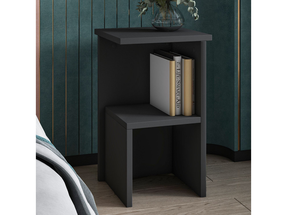 Comodino in legno "Roisin" - 30 x 30 x 50 cm - Grigio antracite