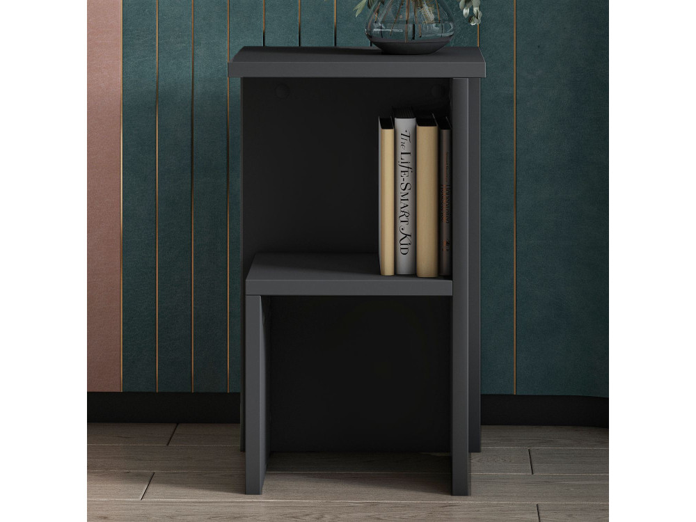 Comodino in legno "Roisin" - 30 x 30 x 50 cm - Grigio antracite