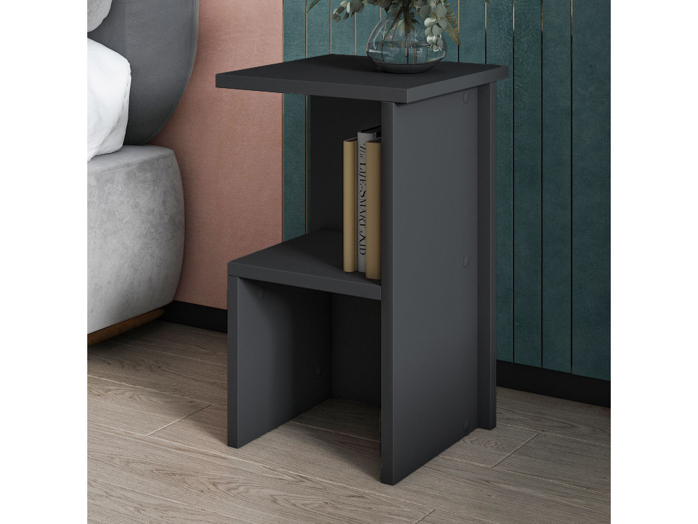 Comodino in legno "Roisin" - 30 x 30 x 50 cm - Grigio antracite