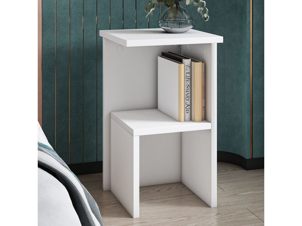 Comodino in legno "Roisin" - 30 x 30 x 50 cm - Bianco