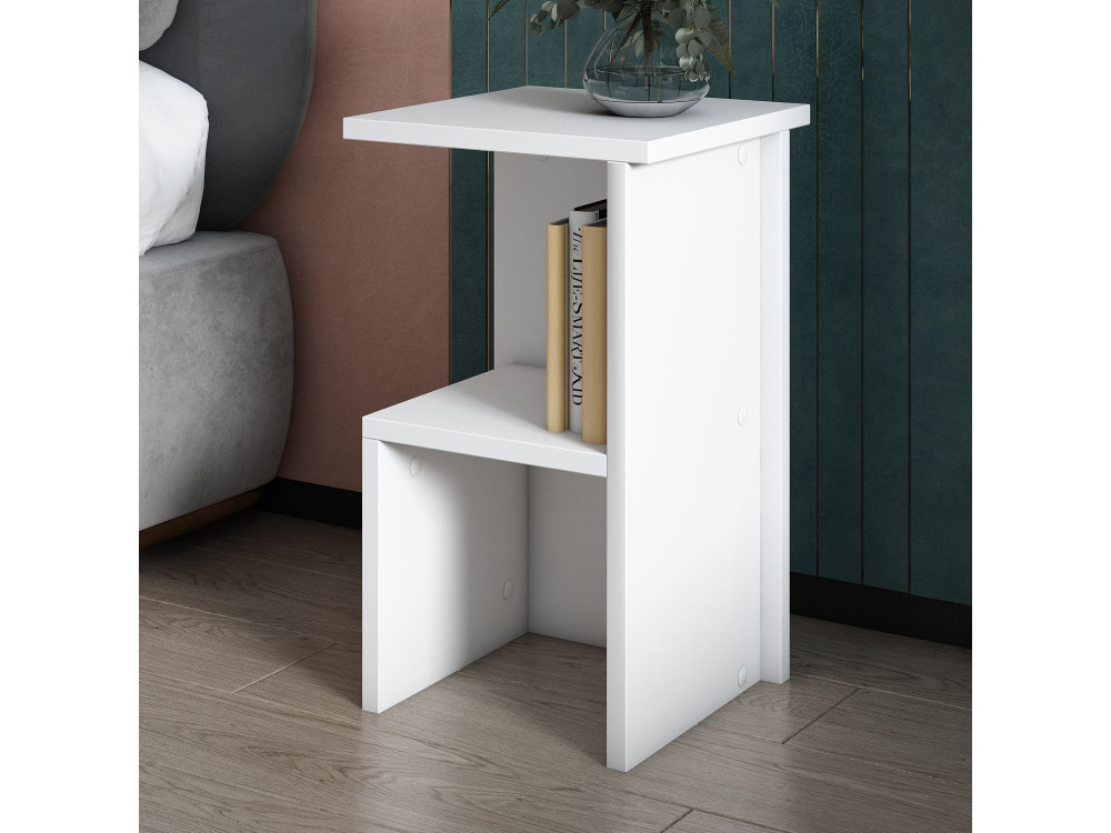 Comodino in legno "Roisin" - 30 x 30 x 50 cm - Bianco