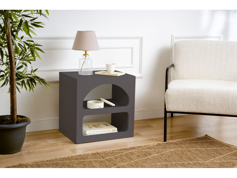 Comodino in legno "Lorin" - 50 x 40 x 50 cm - Grigio antracite