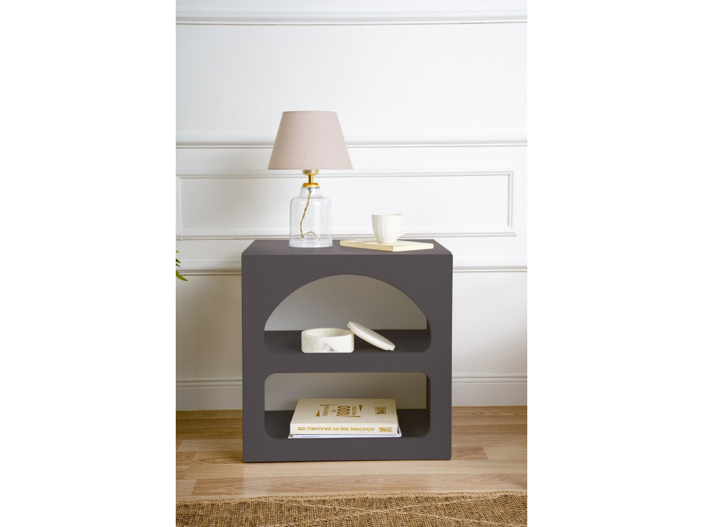 Comodino in legno "Lorin" - 50 x 40 x 50 cm - Grigio antracite