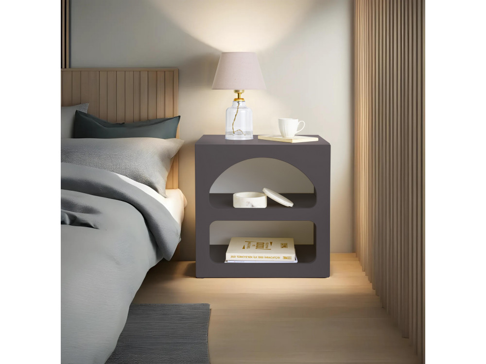 Comodino in legno "Lorin" - 50 x 40 x 50 cm - Grigio antracite