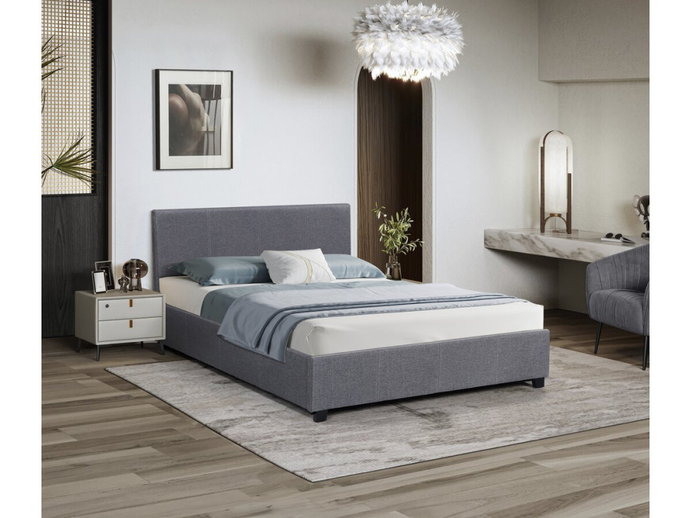 Letto doppio con contenitore "Carla" - 180 x 200 grigio