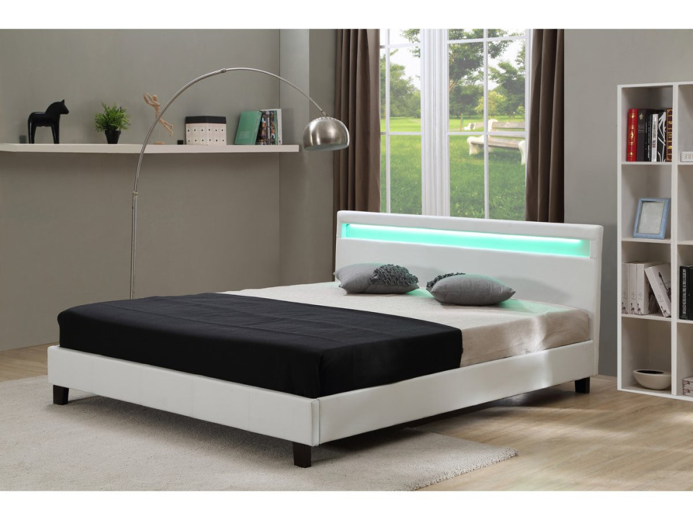 Letto con led "Maria" - 140 x 190 cm - Bianco