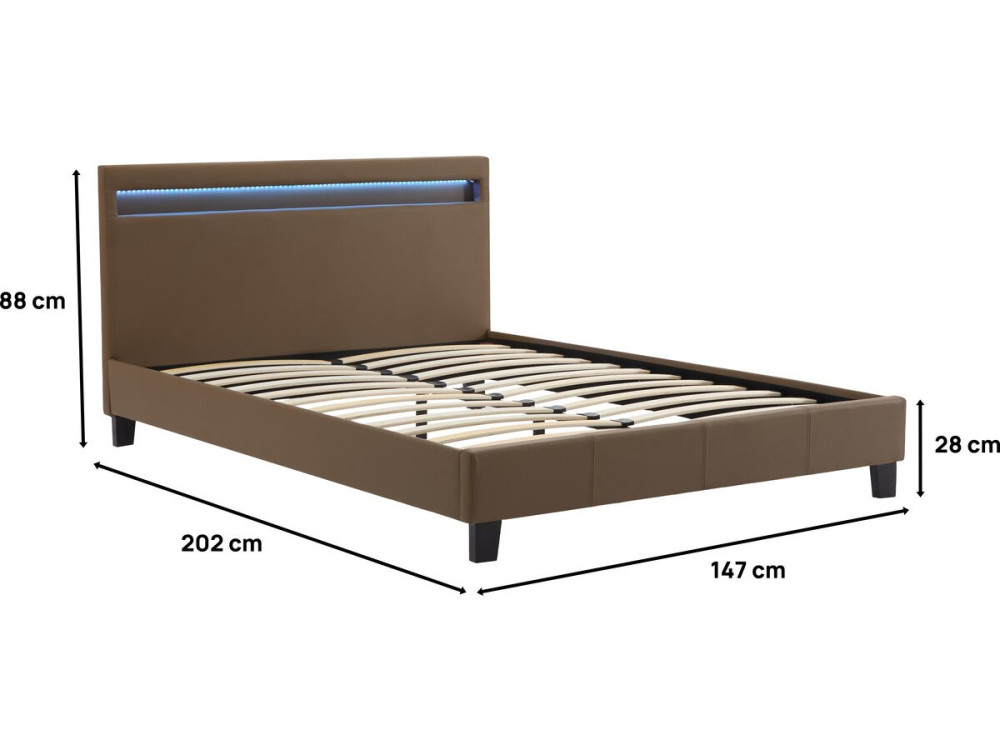 Letto LED "Maria" - 140 x 190 cm - Tortora