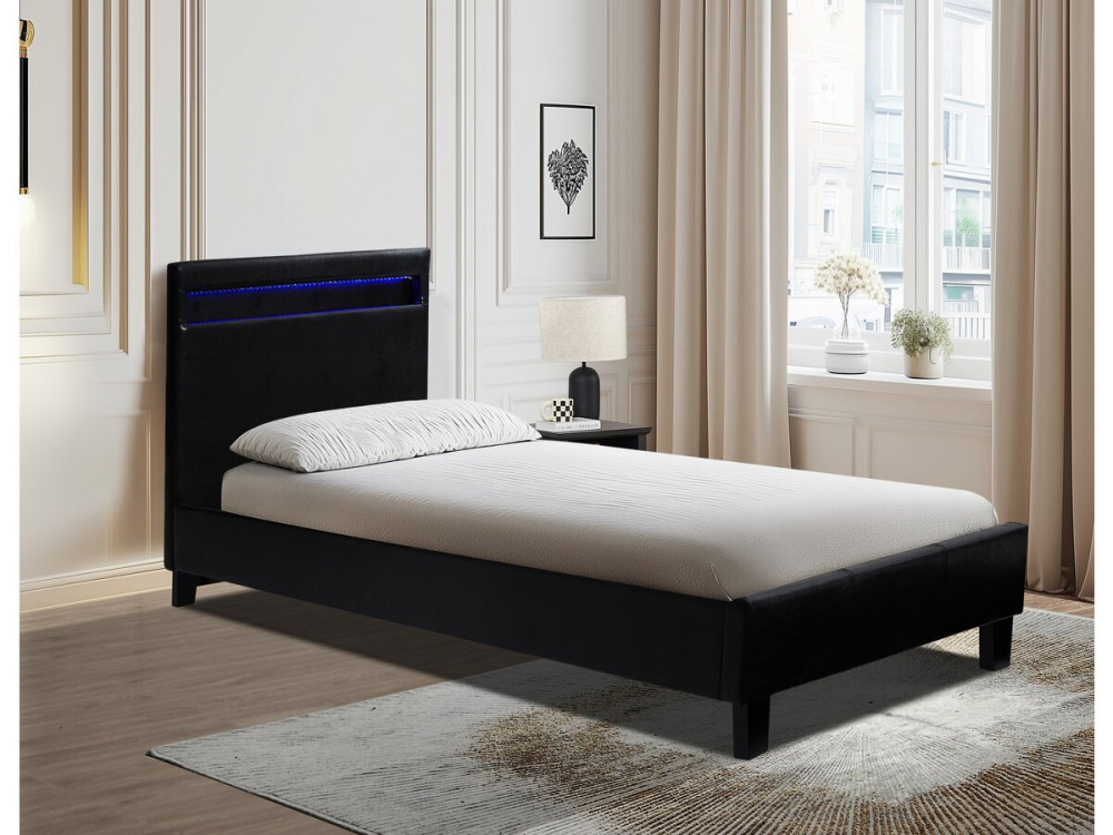 Letto con LED "Maria" 90 x 190 cm - Nero