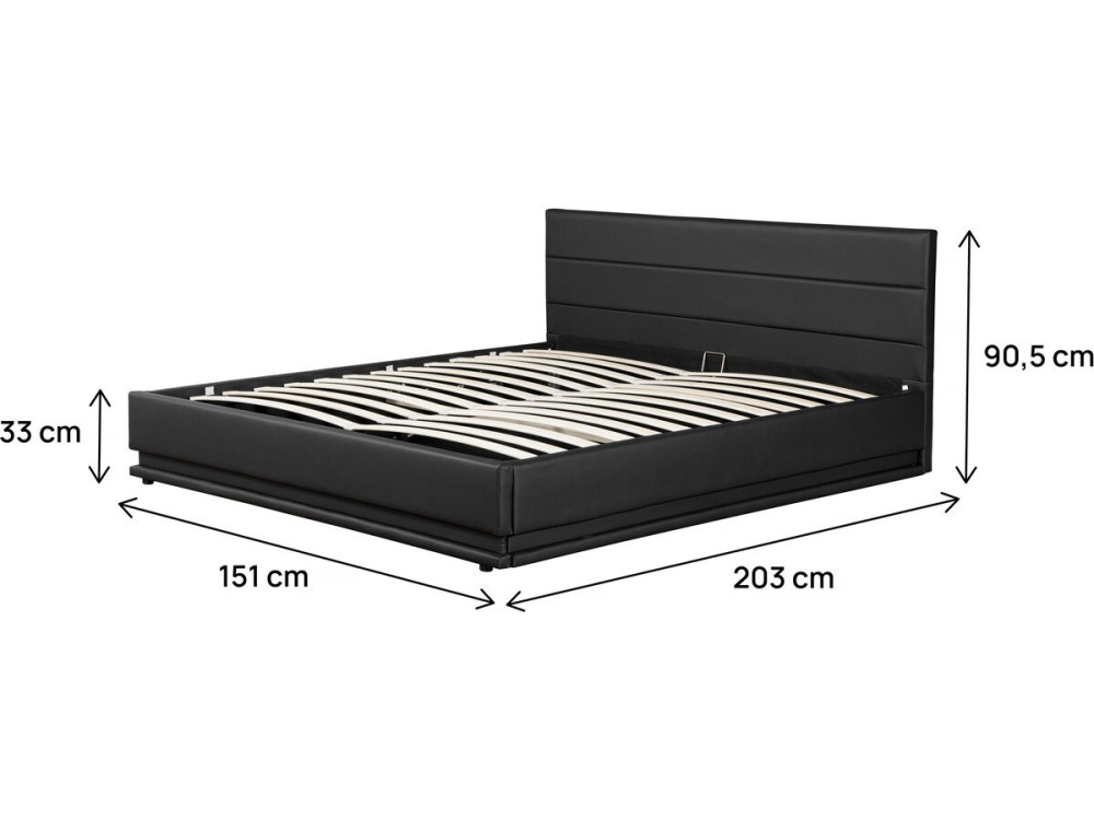 Letto LED con contenitore "Anastasia" - 140 x 190 cm - Nero