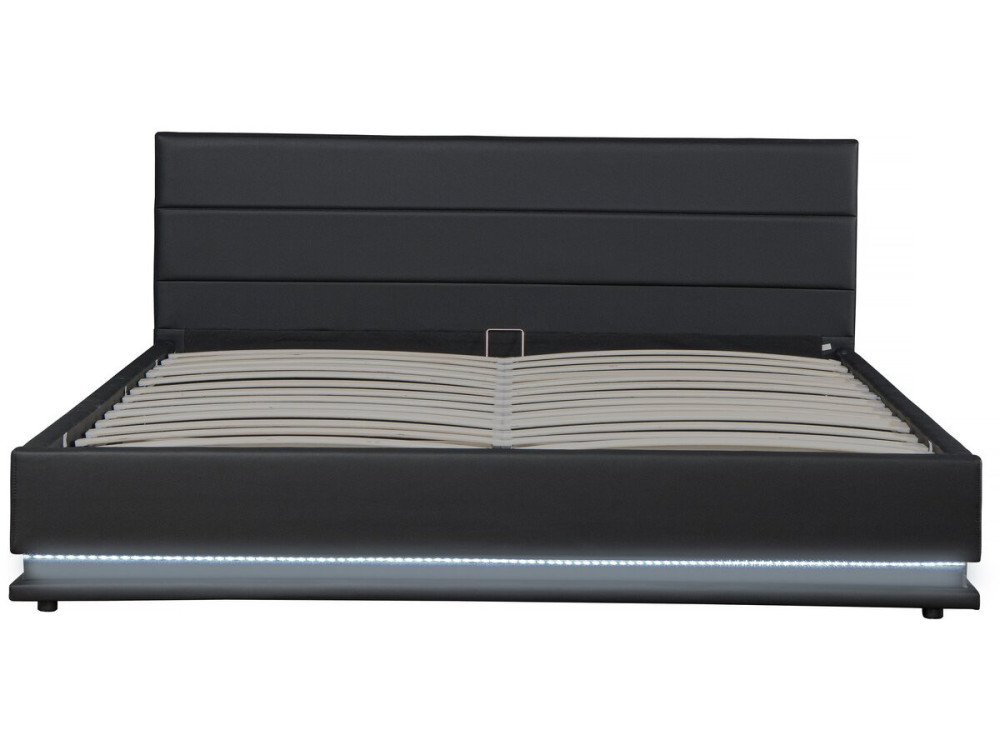 Letto LED con contenitore "Anastasia" - 140 x 190 cm - Nero
