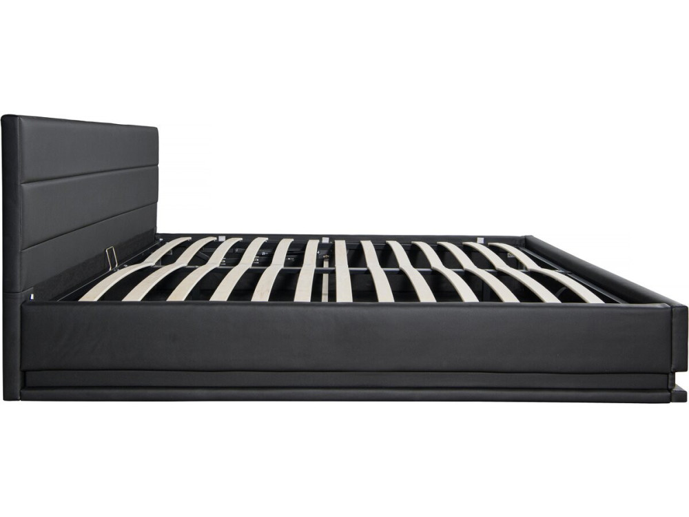 Letto LED con contenitore "Anastasia" - 140 x 190 cm - Nero
