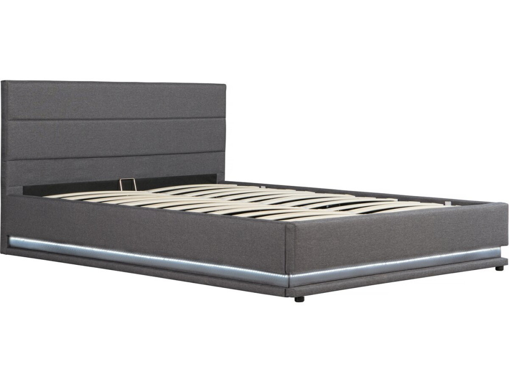 Letto LED con contenitore  "Anastasia"  - 140 x 190 - Grigio scuro