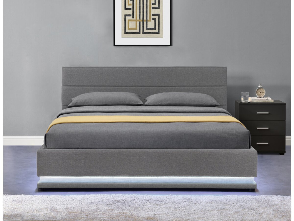 Letto LED con contenitore "Anastasia" - 160 x 200 - Grigio scuro