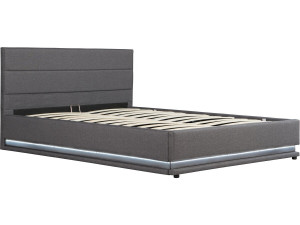 Letto LED con contenitore "Anastasia" - 180 x 200 - Grigio scuro
