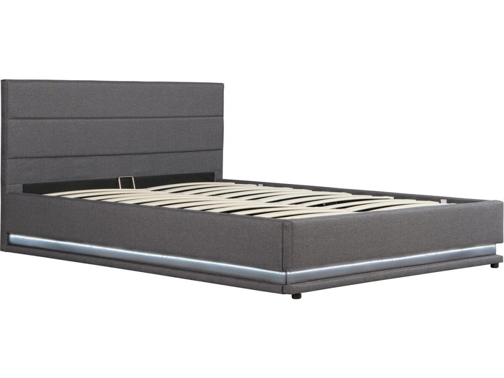 Letto LED con contenitore "Anastasia" - 180 x 200 - Grigio scuro