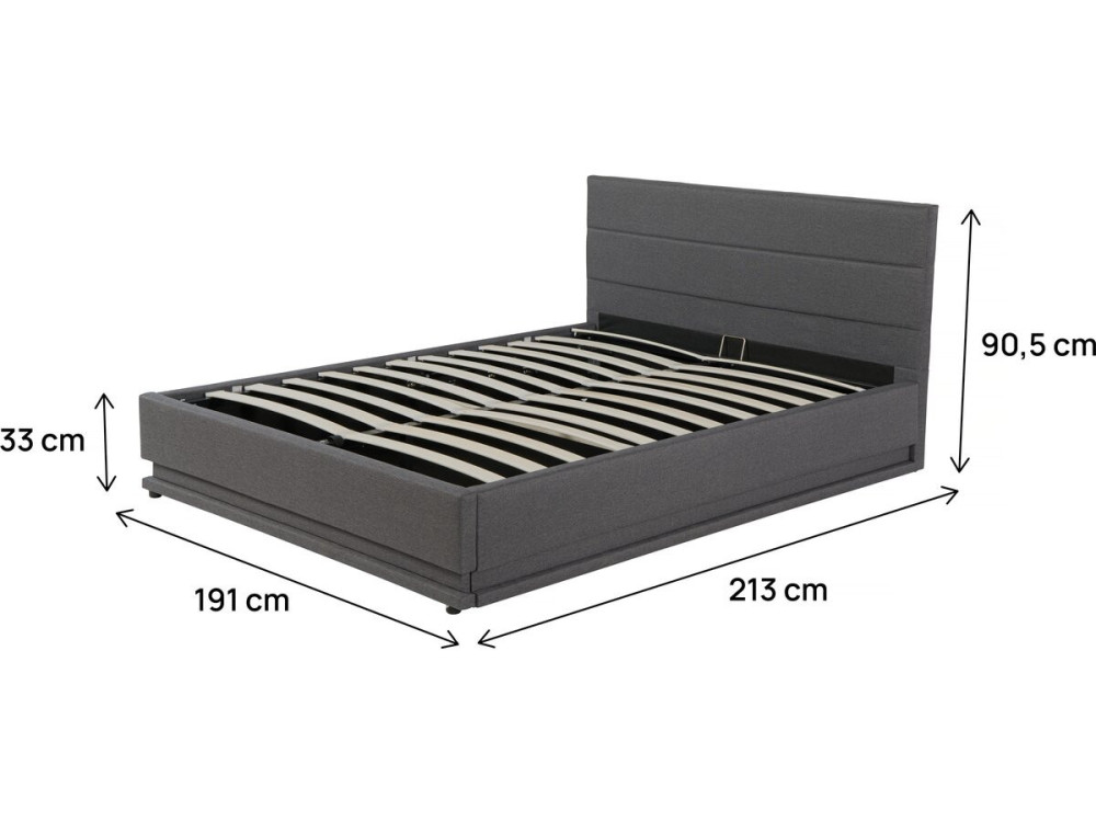 Letto LED con contenitore "Anastasia" - 180 x 200 - Grigio scuro