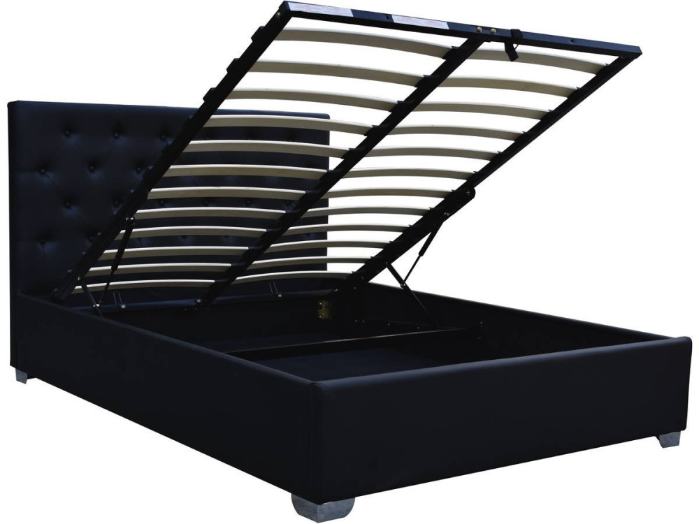 Letto matrimoniale con contenitore "TINO" - 160 × 200 cm - Nero