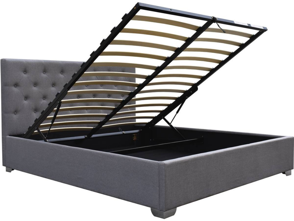 Letto matrimoniale con contenitore "TINO" - 160 × 200 cm - Grigio