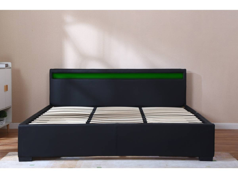 Letto matrimoniale a LED "Nico" - 180 x 200 cm - Nero
