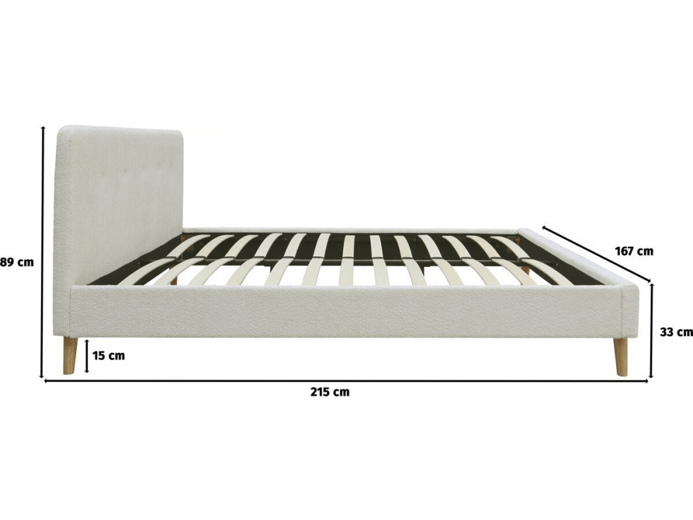 Letto in tessuto riccio "Nemo" 160x200 - Crema
