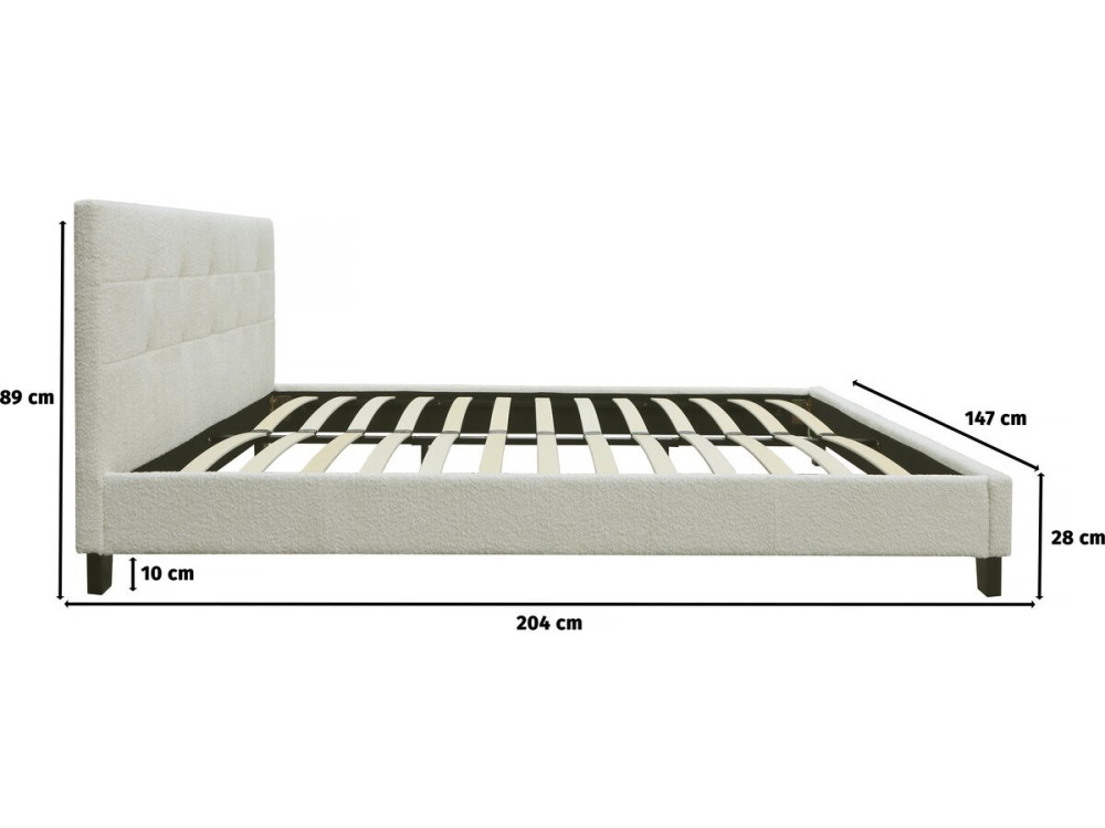 Letto "Julia" tessuto riccio 140x190cm- crema