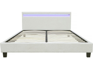 Letto in tessuto riccio "Maria" con LED 140x190cm - Crema