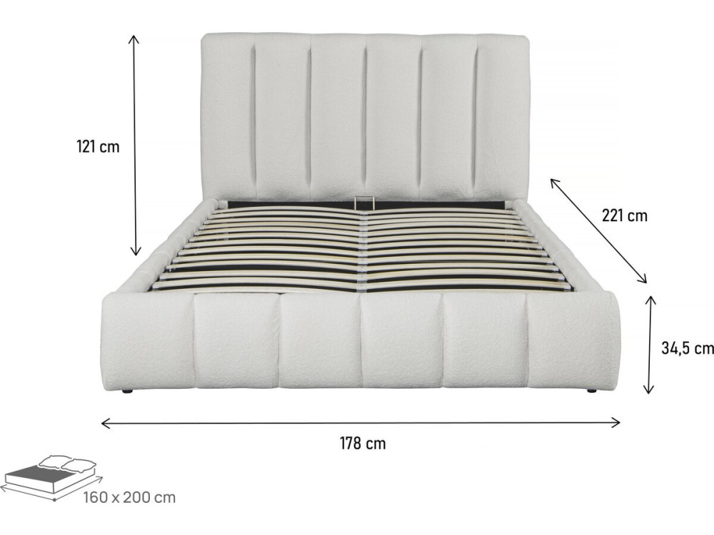 Letto con cassettone "Annie" - 160 x 200 cm - Bianco