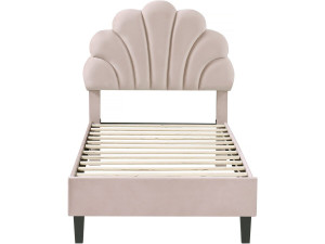 Letto a conchiglia in velluto "Manon" - 90 x 190 cm - Beige