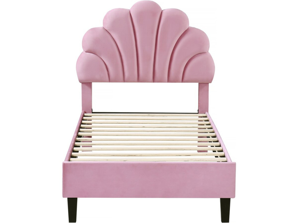 Letto a conchiglia in velluto "Manon" - 90 x 190 cm - Rosa