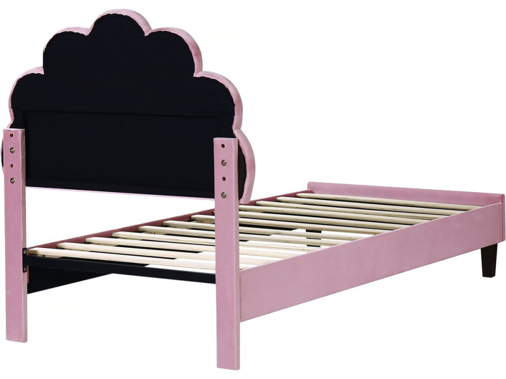 Letto a conchiglia in velluto "Manon" - 90 x 190 cm - Rosa