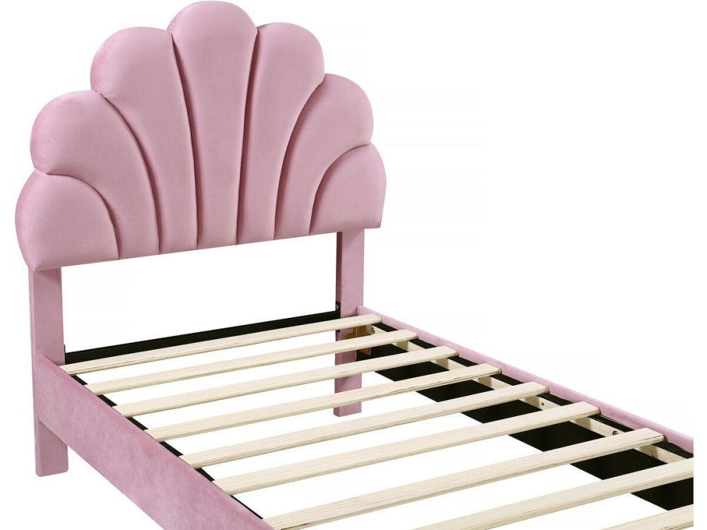 Letto a conchiglia in velluto "Manon" - 90 x 190 cm - Rosa