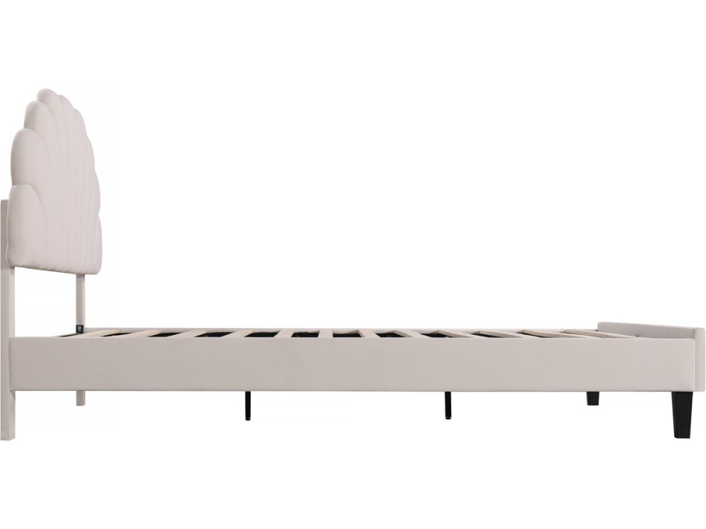 Letto in velluto "Manon" - Beige - 140 x 190 cm
