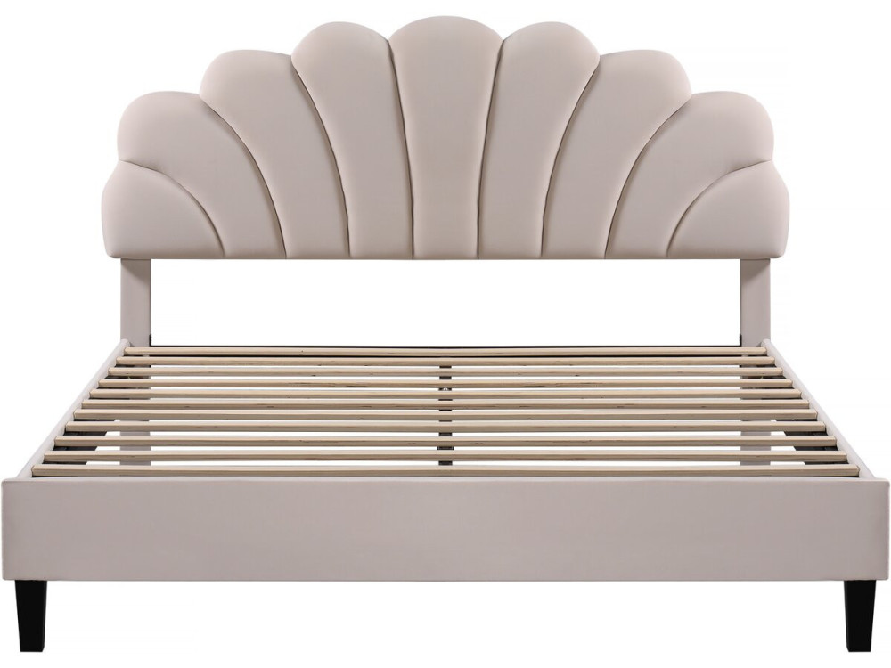 Letto in velluto "Manon" - Beige - 140 x 190 cm