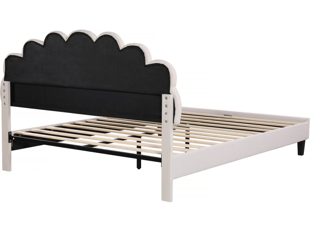Letto in velluto "Manon" - Beige - 140 x 190 cm