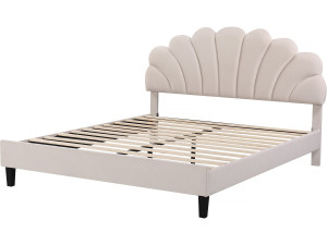 Letto in velluto "Manon" - Beige - 160 x 200 cm
