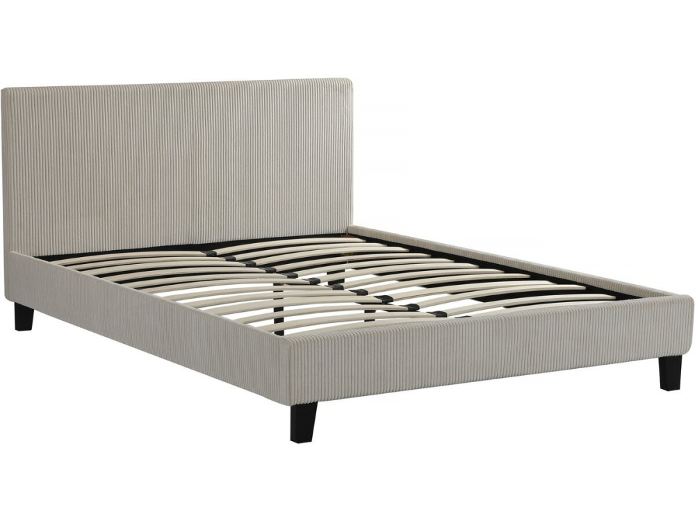 Letto matrimoniale in velluto a coste "Ambre" - 140 x 190 - Beige