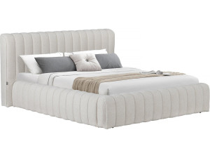Letto matrimoniale in tessuto "Tignes" con contenitore - 140 x 190 cm - Beige