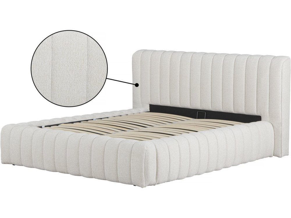 Letto matrimoniale in tessuto "Tignes" con contenitore - 140 x 190 cm - Beige