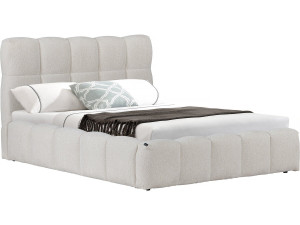 Letto matrimoniale in tessuto "Davos" con contenitore - 140 x 190 cm - Beige