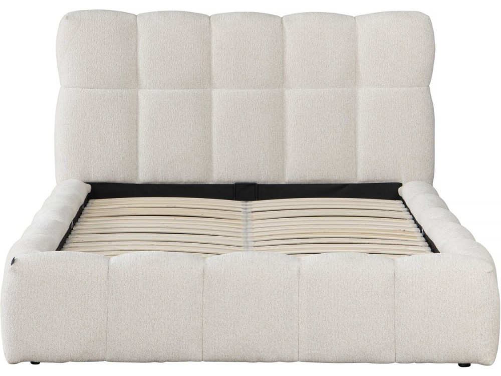Letto matrimoniale in tessuto "Davos" con contenitore - 140 x 190 cm - Beige