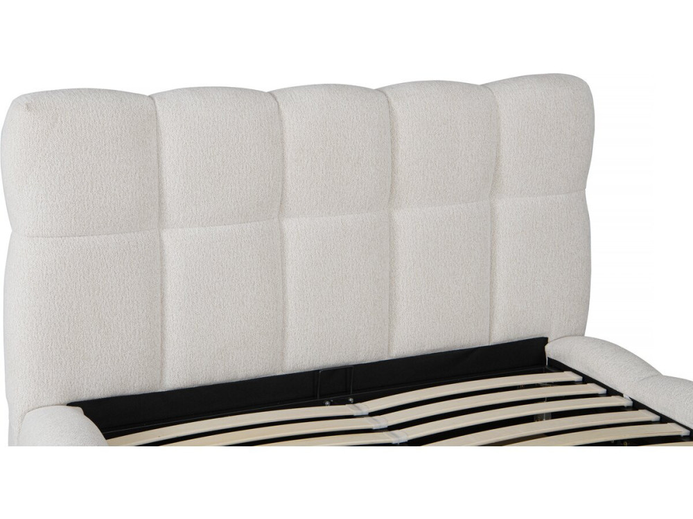 Letto matrimoniale in tessuto "Davos" con contenitore - 140 x 190 cm - Beige