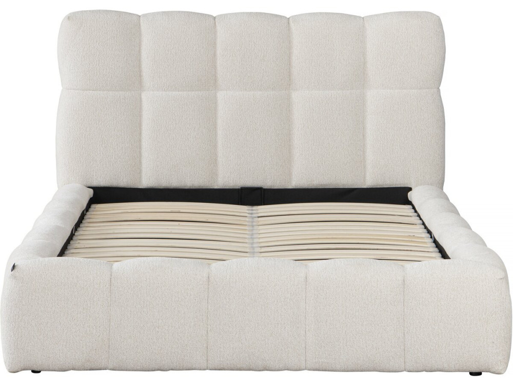 Letto matrimoniale in tessuto "Davos" con contenitore - 160 x 200 cm - Beige