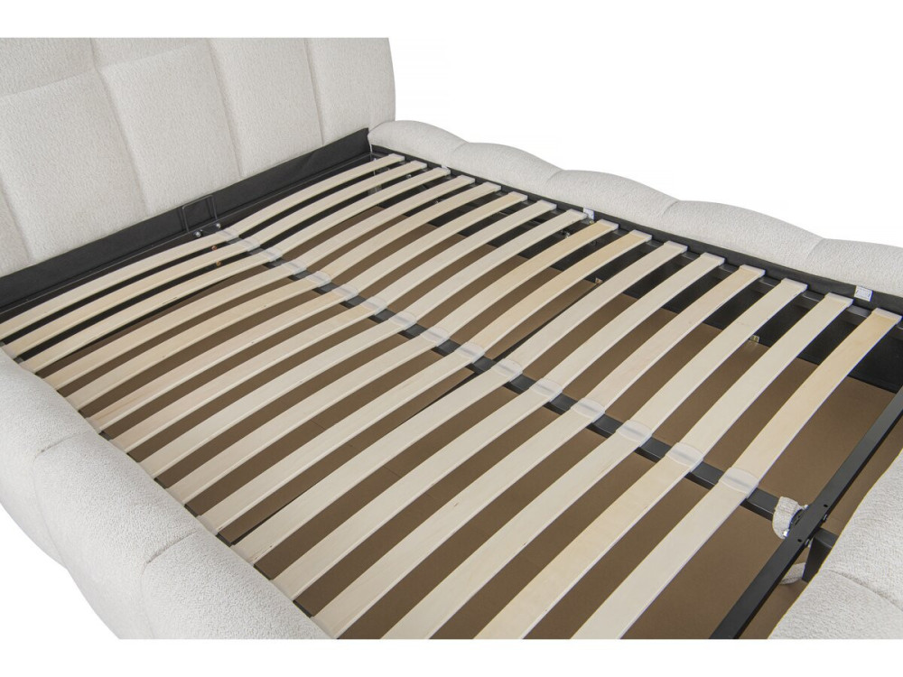 Letto matrimoniale in tessuto "Davos" con contenitore - 160 x 200 cm - Beige