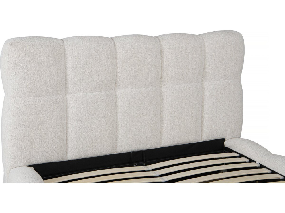 Letto matrimoniale in tessuto "Davos" con contenitore - 160 x 200 cm - Beige
