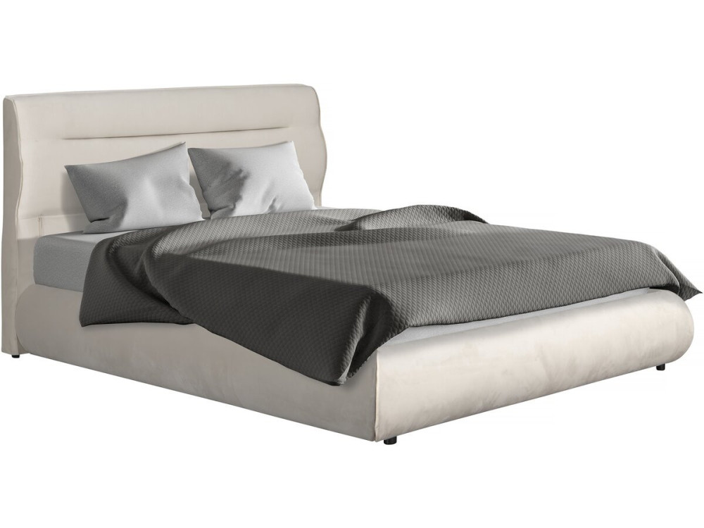 Letto matrimoniale con contenitore in velluto "Chamonix" - 140 x 190 cm - Beige