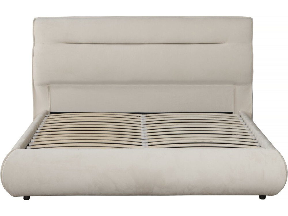 Letto matrimoniale con contenitore in velluto "Chamonix" - 140 x 190 cm - Beige