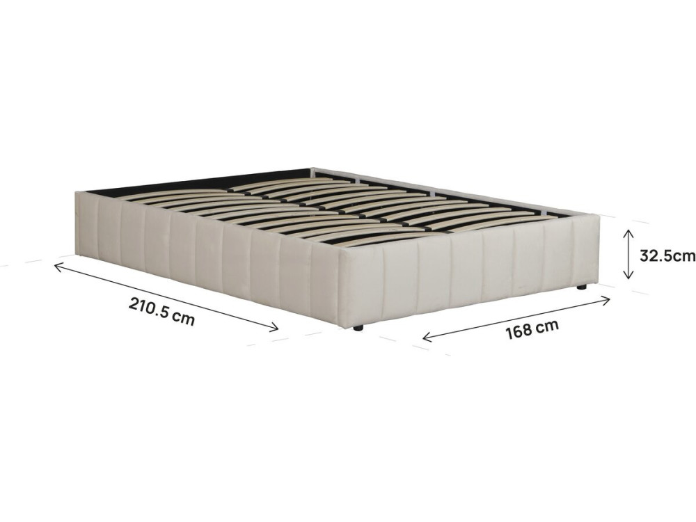 Letto matrimoniale in velluto "Meribel" con boxer - Beige - 160 x 200 cm