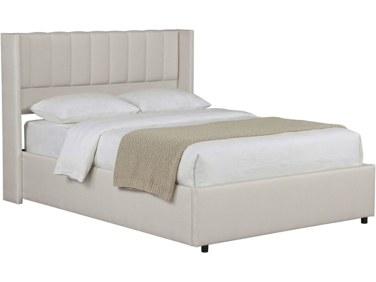 Letto matrimoniale "Saint-Moritz" in lino con contenitore - 140 x 190 cm - Beige