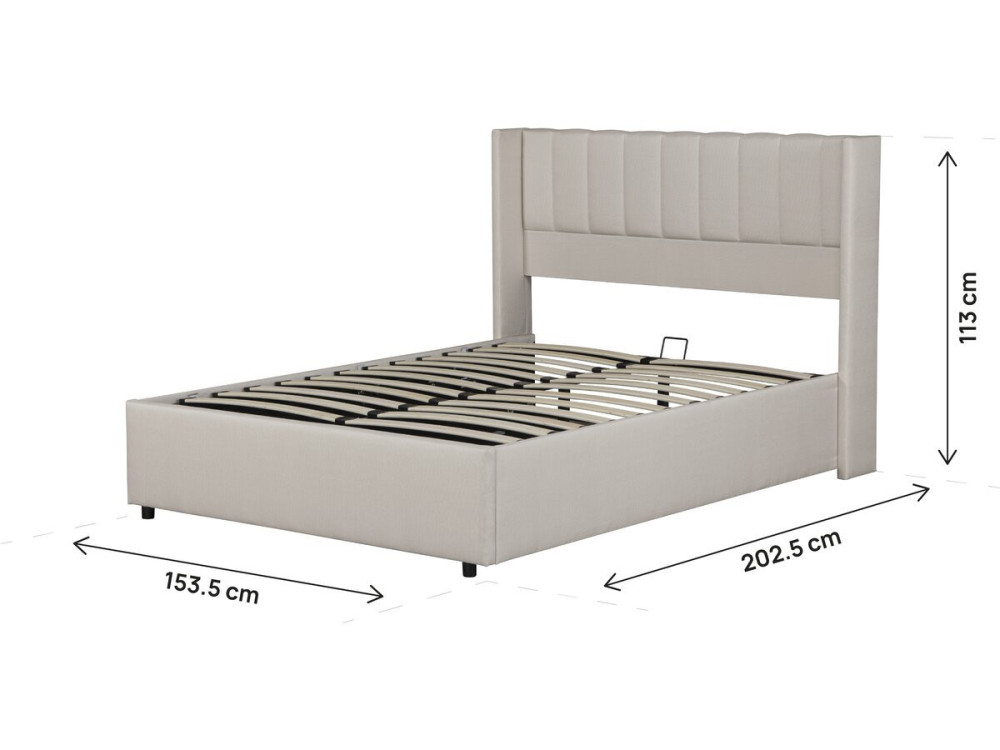 Letto matrimoniale "Saint-Moritz" in lino con contenitore - 140 x 190 cm - Beige