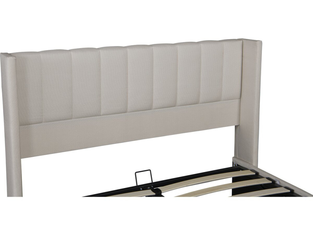 Letto matrimoniale "Saint-Moritz" in lino con contenitore - 160 x 200 cm - Beige